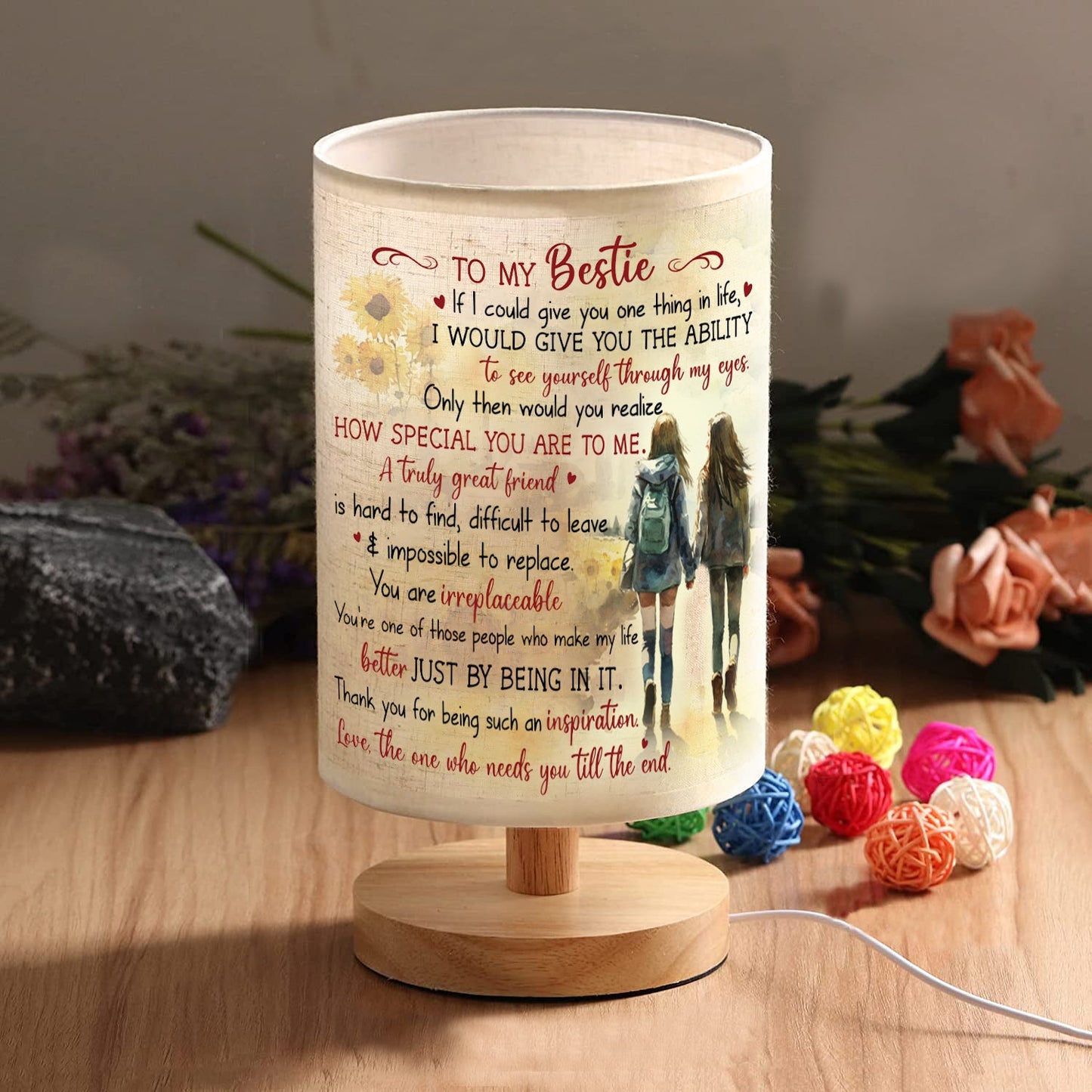 To My Bestie Table Lamp Gifts for Friends Females, Gifts for Best Friends, Friendship Gifts TNT6