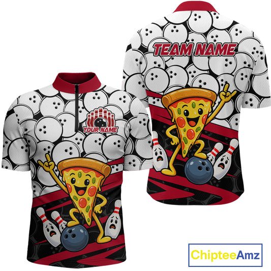 Custom Funny Pizza Bowling Shirt for Men Fast Food Bowling Jersey QZT1354