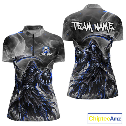 Smoke Grim Reaper Bowling Shirt for Women Personalized Bowling Team Jersey QZT1343