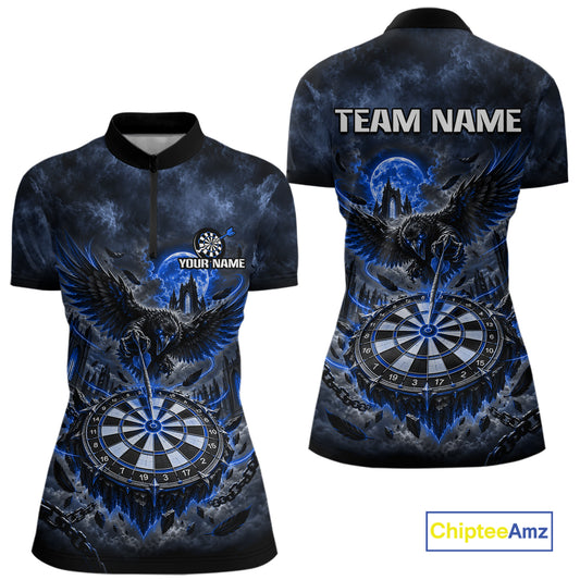 Custom Blue Raven Dart Shirt Moon Gothic Dart Team Jersey for Women DHT78