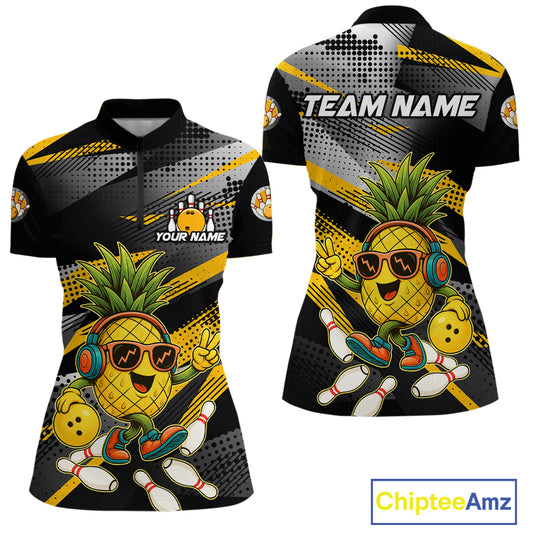 Custom Funny Pineapple Bowling Team Shirts for Women Bowling League Jersey QZT1318