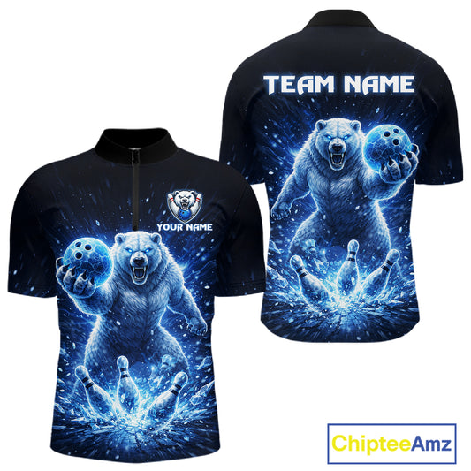 Custom Polar Beer Bowling Team Shirt for Men Ice Bowling Jersey Bowling Uniform Polo & Quarter-Zip QZT973