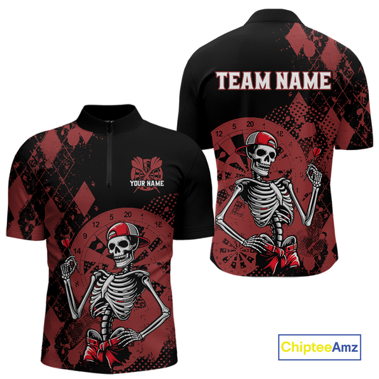 Custom Black & Red Dart Shirts for Team Polo & Quarter-Zip Dart Jersey for Men Dart Outfit DHT25
