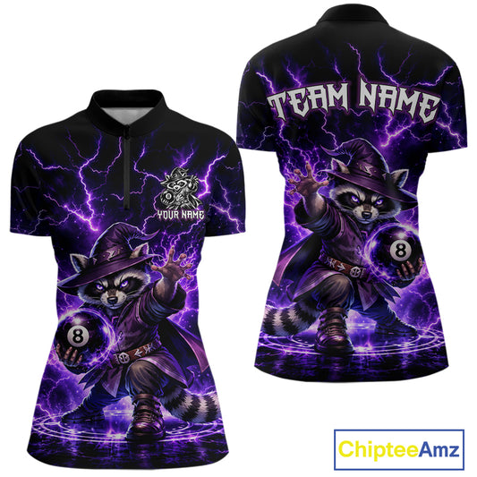 Custom Wizard Raccoon 8 Ball Billiard Shirt Pool Billiard Jersey for Women BHT124