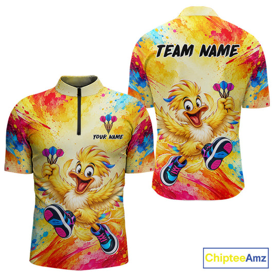 Custom Funny Duck Darts Shirt for Men Colorful Dart Team Jersey Dartboad Shirt DHT85