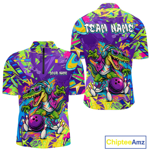 Custom Funny Alligator Bowling Shirt for Men Graffiti Bowling Jersey QZT1297
