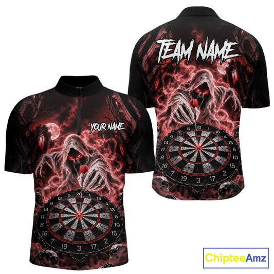 Custom Red Grim Reaper Dart Shirt Ghost Dartboard Dart Team Jersey for Men DHT77