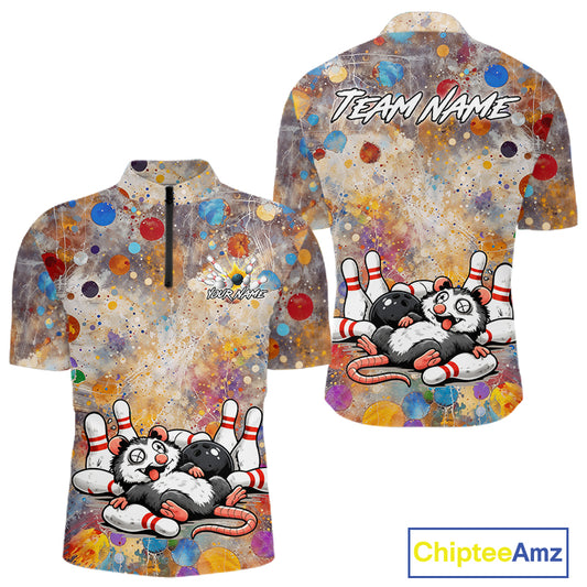 Custom Funny Opossum Bowling Shirts Bowling Team Jersey for Men QZT1319