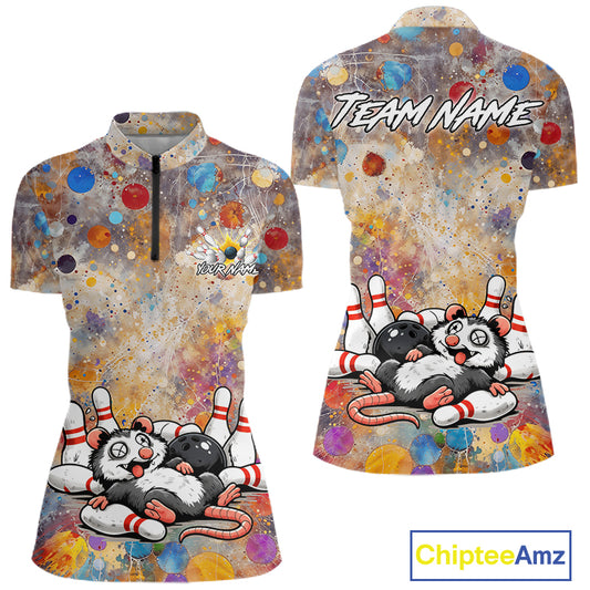Custom Funny Opossum Bowling Shirts Bowling Team Jersey for Women QZT1319