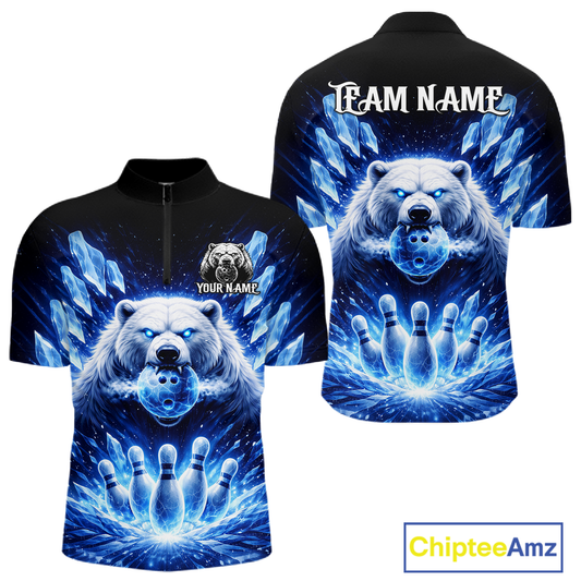 Custom Polar Beer Bowling Shirt for Men Ice Bowling Jersey Polo & 1/4-Zip Bowling Uniform for Team QZT972