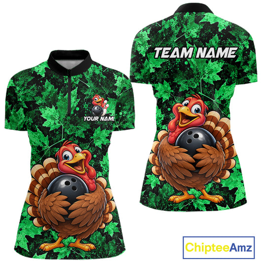 Custom Thanksgiving Bowling Shirt for Women Funny Turkey Bowling Jersey Bowling Gift QZT1334