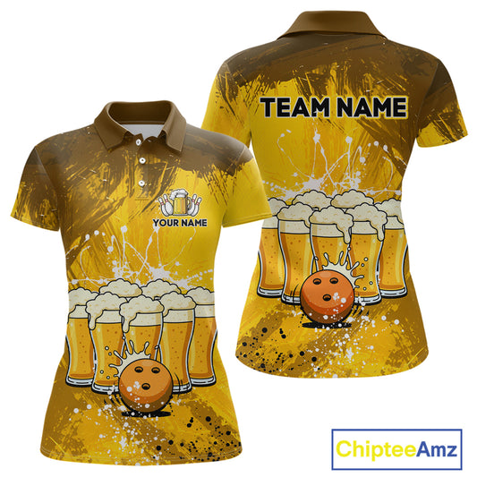 Beer Bowling Shirts Team Women Men Custom Yellow Bowling Jersey Bowl League MBL249