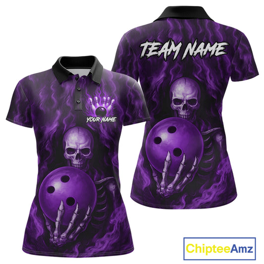 Purple Skull Bowling Shirts for Team Men Women Custom Bowling Jerseys for Bowlers MBL206