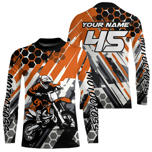 Orange Motocross Racing Jersey Kid Women Men Custom Dirt Bike Shirts Riding Shirt XM423