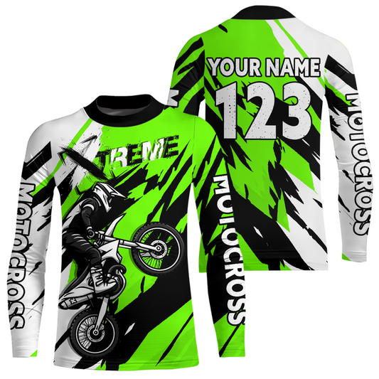 Custom Green Motocross Racing Jersey Custom Women Kid Men Dirt Bike Off road Shirt XM472