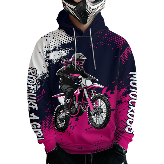 Pink Motocross Hoodie Custom for Women Men Adult Dirt Bike Racing Hoodie Shirt MH477