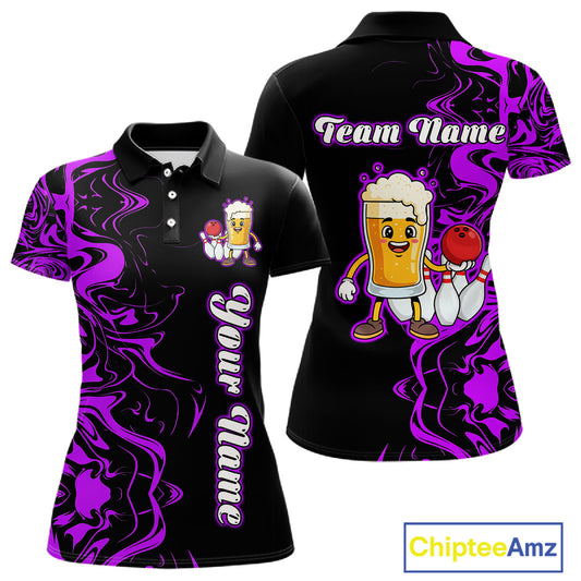 Funny Beer Bowling Shirts Team Women Men Custom Purple Bowling Jersey for Bowler MBL250