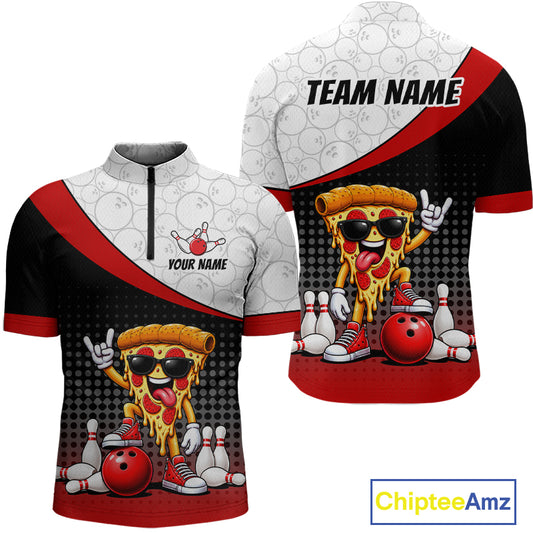 Funny Pizza Bowling Shirts For Men, Custom Bowling Team Jersey Bowling Tournament Bowler HNT649