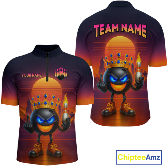 Custom Funny Bowling Jersey for Men Bowling Uniform Polo & 1/4 Zip Bowling Team Shirts HNT129