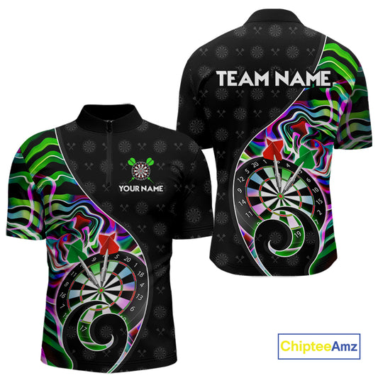 Custom Green Neon Wave Darts Shirt for Men Darts Team Jerseys Dartboard Shirt NNT295