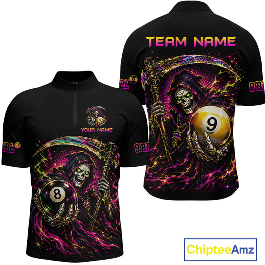 Custom Grim Reaper 8 Ball & 9 Ball Billiard Shirt for Men Billiard Team Jersey Billiard League NNT189