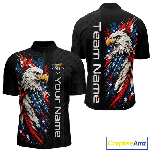 Custom Black Eagle American Flag 8 Ball Shirt Billiard Team Shirts Billiard Jersey for Men NNT332
