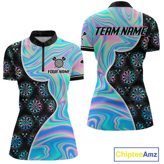 Holograpic Dartboard Pattern Custom Darts Shirt for Women Darts Team Jerseys Dartboard Shirt NNT301