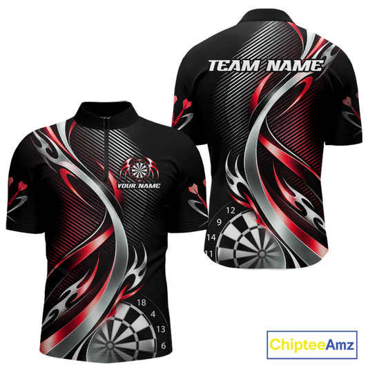 Red and Silver Dartboard Custom Darts Shirt for Men Dart Team Jerseys Dart League Uniform NNT334