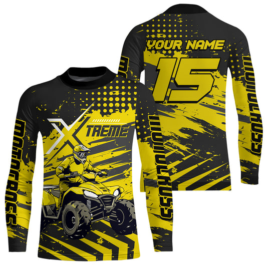 Custom Yellow Off-Road Quad Bike Shirt Extreme ATV Motocross Shirts Kid Men Women UPF30+ DNT79