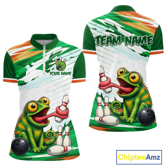 Custom Funny Chameleon Bowling Jersey for Women Bowling Team Shirts Bowling League HNT308