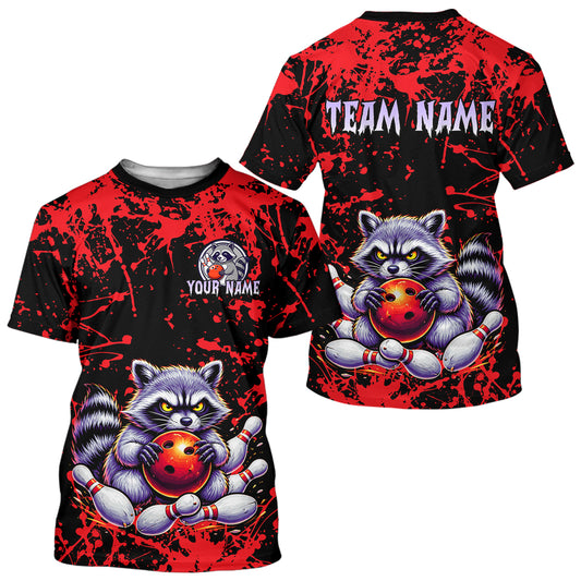 Custom Red Raccoon Bowling Jersey for Men Women Bowling Uniform Bowling Team Shirts HNT224