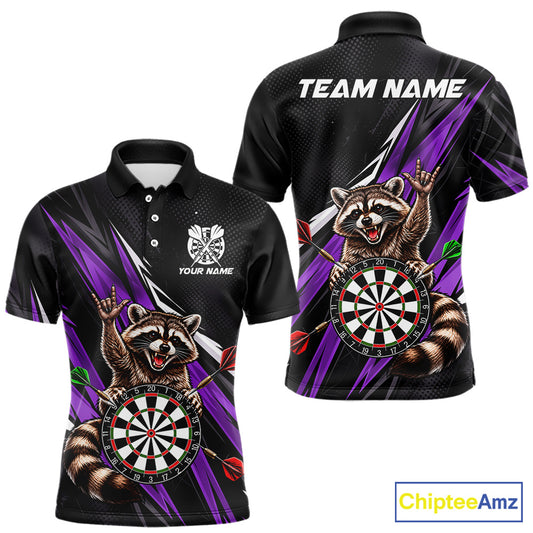 Custom Purple Funny Raccoon Dart Shirts for Men Dart Team Jerseys Dartboard Outfit League NNT353