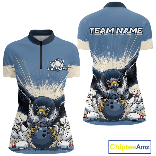 Custom Funny Falcon Bowling Jersey for Women Unisex Bowling Shirts for Team Polo & 1/4 Zip HNT244