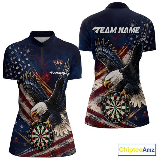 Custom American Flag Eagle Darts Shirt for Women Darts Team Jerseys Dartboard Shirt NNT293