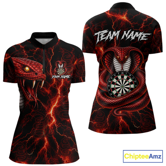 Custom Thunder Cobra Snake Darts Shirt for Women Darts Team Jerseys Dart League Polo & 1/4 Zip NNT323