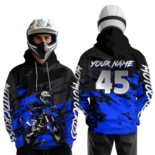 Custom Blue Youth Motocross Hoodie Jersey Kid Men Women Dirt Bike Motorcycle Hoodie HOT35