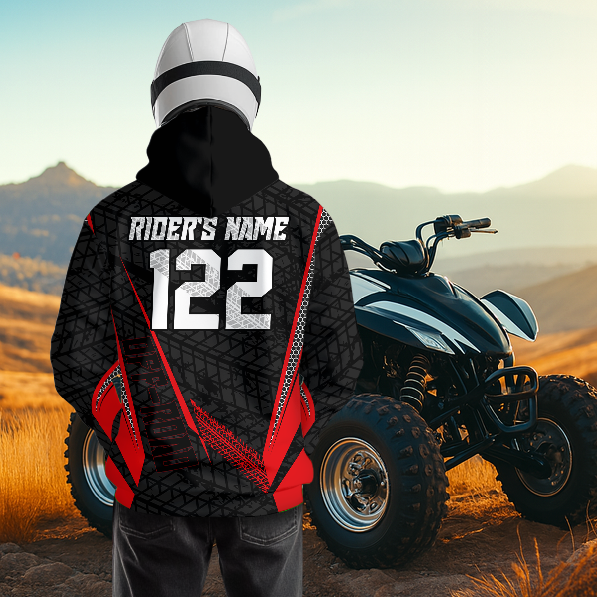 Red Atv Motocross Hoodie For Adult&Kid Upf30+ Pink Quad Bike Shirt Off-Road Atv Mx Racing NHN013