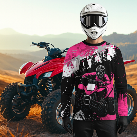 Pink ATV Motocross Jersey Personalized UPF30+ Adult&Kid Quad Bike Shirt Atv Mx Off-Road Dirt Bike NHN003