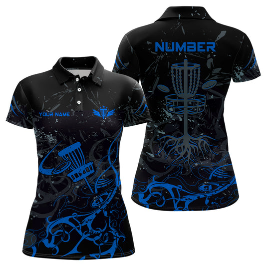 Colors Camo Black Womens Disc Golf Polo Shirt Custom Disc Golf Basket Tree Personalized Golf Gift TY2