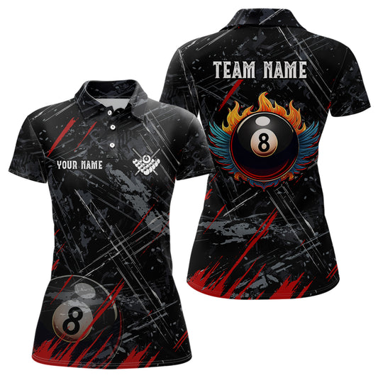 Grunge Ball 8 Billiard Polo Shirts For Women Custom Name Billiard Shirt YYD0071