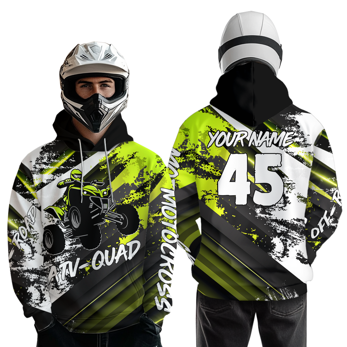 Lime Green Custom ATV Motocross Hoodie Men Women Quad Shirt ATV Riding Hoodie MHATV26