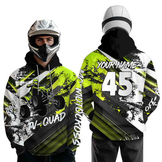 Lime Green Custom ATV Motocross Hoodie Men Women Quad Shirt ATV Riding Hoodie MHATV26