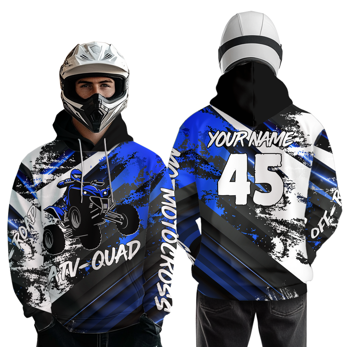 Blue Custom ATV Motocross Hoodie Men Women Quad Shirt ATV Riding Hoodie MHATV26