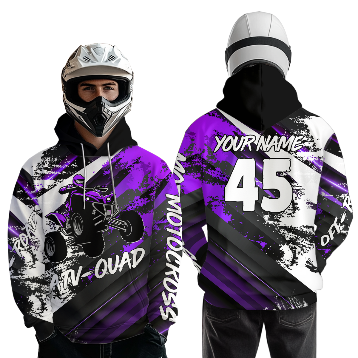 Purple Custom ATV Motocross Hoodie Men Women Quad Shirt ATV Riding Hoodie MHATV26
