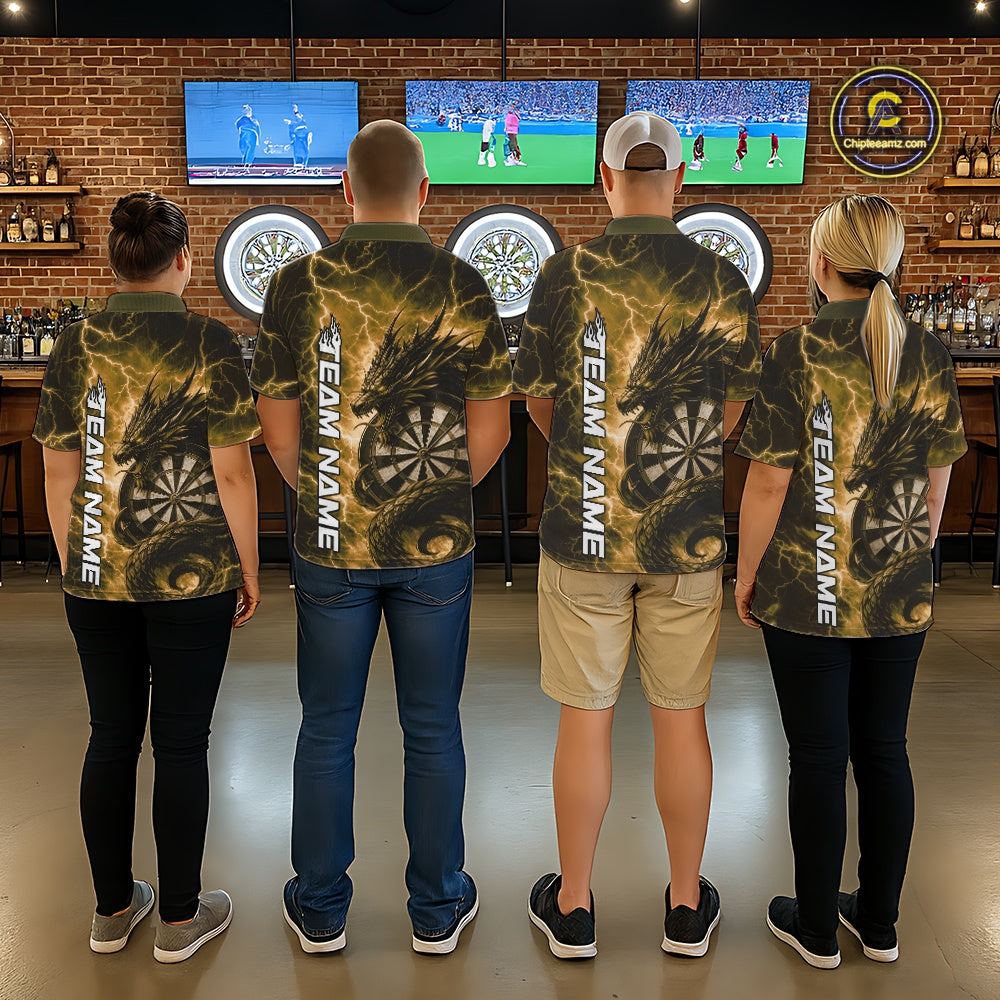 Custom Yellow Thunder Lightning Dragon Dart Jerseys, Multi Styles Dart Team Shirts For Men, Women And Kid IPHW10400