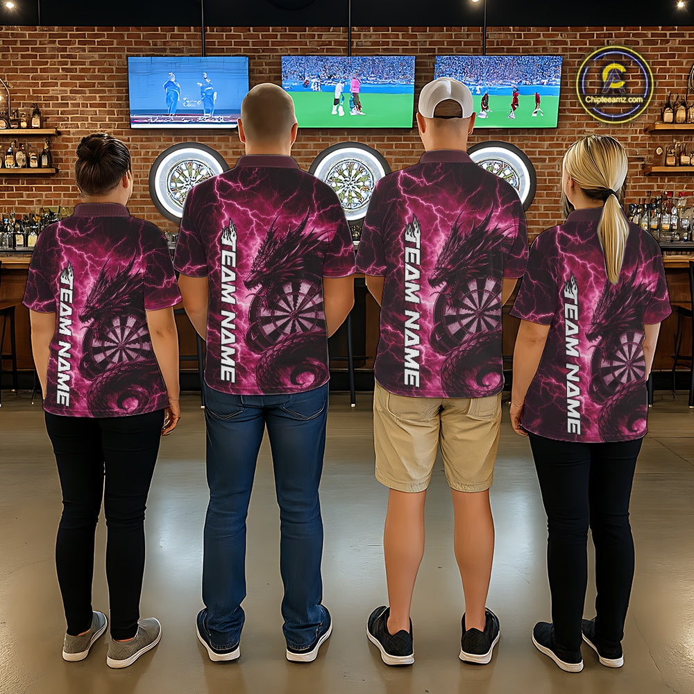 Custom Pink Thunder Lightning Dragon Dart Jerseys, Multi Styles Dart Team Shirts For Men, Women And Kid IPHW10401
