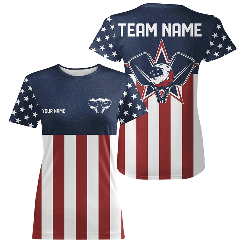 Custom Patriotic US Flag Pickleball T-Shirts For Women, Pickleball League Shirt IPHW8120