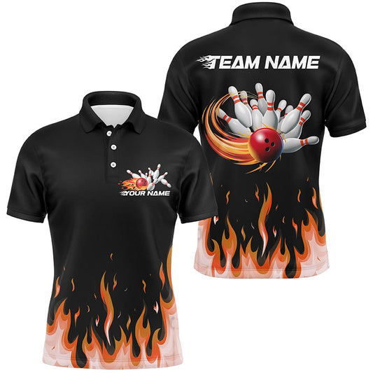 Custom Flame Bowling Shirts For Men, Bowling Team Shirts With Name Bowling League Shirt IPHW7406
