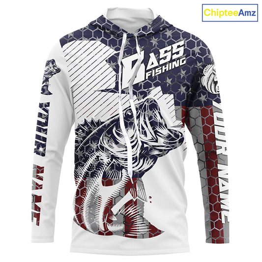 Personalized American Flag Bass Fishing Jerseys, Patriotic Bass Fishing Tournament Shirts IPHW5754