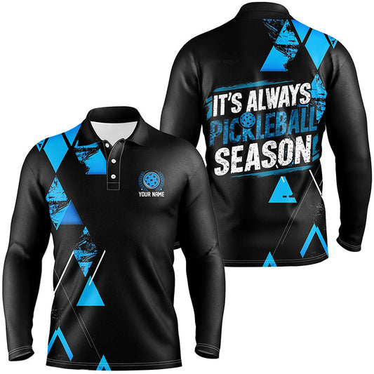 Men'S Pickleball Shirts With Custom Name Sayings "It'S Always Pickleball Season" | Blue IPHW6914